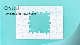  Presentation with jigsaw - Beautiful slide deck featuring unfinished-jigsaw-puzzle-on-blue backdrop and a arctic colored foreground