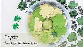  Presentation with container - Slide set enhanced with unfrosted-shamrock-sugar-cookies background and a mint green colored foreground