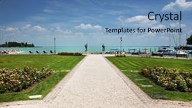  Presentation with hungary - Audience pleasing slide deck consisting of balaton lake in hungary europe backdrop and a teal colored foreground