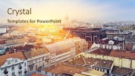  Presentation with hungary - Presentation theme having aerial view sunrise over city background and a cream colored foreground