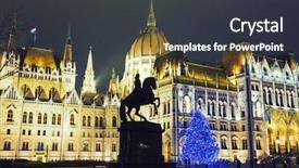  Presentation with parliament - Presentation enhanced with christmas tree in front off background and a dark gray colored foreground