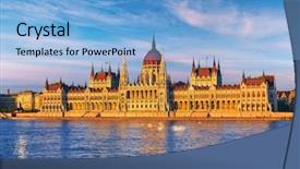  Presentation with danube - Presentation theme consisting of sunset evening with building background and a light blue colored foreground