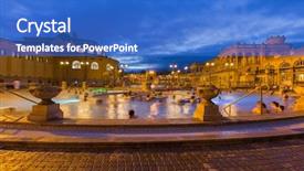  Presentation with hungary travel - Slide set consisting of szechnyi thermal bath spa in budapest hungary - travel background background and a cobalt blue colored foreground