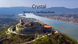  Presentation with river forest - Slide set consisting of visegrad hungary - castle background and a light blue colored foreground