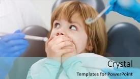  Presentation with dental child - Slide deck featuring unhappiness - child refuses to show her background and a sky blue colored foreground