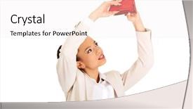  Presentation with unhappy - Presentation design consisting of unhappy african businesswoman shaking empty background and a sky blue colored foreground