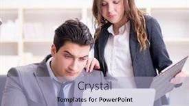  Presentation with secretary - Cool new presentation theme with unhappy-boss-having-a-chat backdrop and a light blue colored foreground