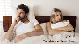  Presentation with family problems - Slide set having unhappiness - unhappy couple having problems background and a mint green colored foreground