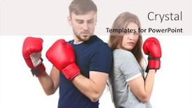  Presentation with relationship - Beautiful PPT theme featuring unhappy couple in boxing gloves on white background problems in relationship backdrop and a lemonade colored foreground