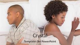  Presentation with unhappy - PPT layouts consisting of unhappy couple lying on bed background and a coral colored foreground