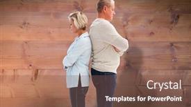  Presentation with bleached - Colorful PPT theme enhanced with unhappy couple not speaking to each other against bleached wooden planks background backdrop and a tawny brown colored foreground