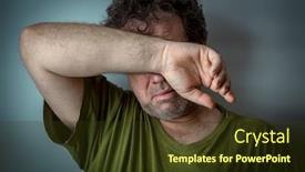  Presentation with people crying - Slides having unhappy-crying-man-covered background and a tawny brown colored foreground