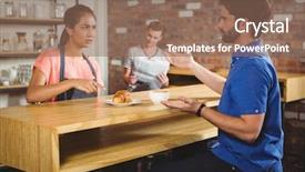  Presentation with croissant - Audience pleasing slide deck consisting of unhappiness - unhappy customer complaining backdrop and a coral colored foreground