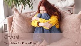  Presentation with sad teen - Theme consisting of unhappy-depressed-teenage-girl-sit background and a coral colored foreground