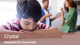  Presentation with parents - Slide deck enhanced with unhappy family - boy feeling sad while his background and a coral colored foreground