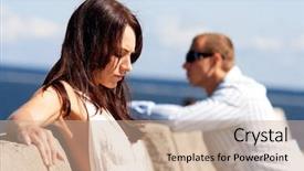  Presentation with unhappy - Slide deck with unhappy family - man and a woman background and a coral colored foreground