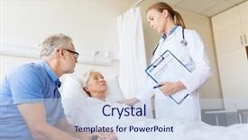  Presentation with doctor family - Presentation design featuring unhappy family - medicine age health care background and a sky blue colored foreground