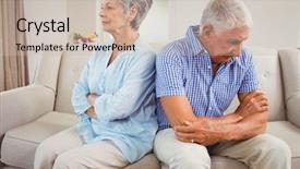  Presentation with senior couple - Amazing slide deck having unhappy family - sad senior couple sitting backdrop and a soft green colored foreground
