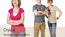  Presentation with blue eyes technology eye scan - Audience pleasing theme consisting of unhappy family - teenage girl rolling her eyes backdrop and a coral colored foreground