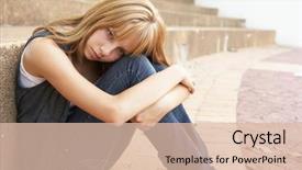  Presentation with sad teen - Cool new slides with unhappy female teenage student sitting backdrop and a lemonade colored foreground