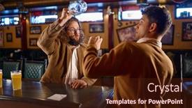  Presentation with pub - Slides having unhappy-furious-men-fighting background and a wine colored foreground