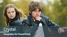  Presentation with people conflict - Beautiful slides featuring unhappy girl - conflict and emotional stress backdrop and a ocean colored foreground