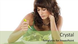  Presentation with sad teen - Presentation theme enhanced with unhappy girl - sad teen eating salad care background and a mint green colored foreground