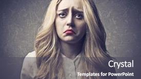  Presentation with woman sad - Colorful PPT theme enhanced with unhappy girl - sad young woman backdrop and a  colored foreground
