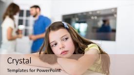  Presentation with unhappy - PPT layouts featuring unhappy girl looking away background and a coral colored foreground