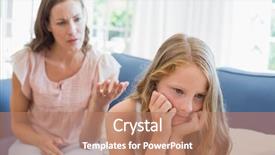  Presentation with family talking - Beautiful slide deck featuring unhappy girl not talking backdrop and a coral colored foreground