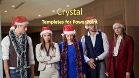  Presentation with christmas holidays - Slide set with unhappy-group-of-employess background and a tawny brown colored foreground