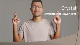  Presentation with good luck - Presentation theme with unhappy-handsome-guy-posing background and a gray colored foreground