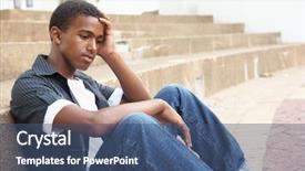  Presentation with teens - PPT layouts with teens depression - unhappy male teenage student sitting background and a ocean colored foreground
