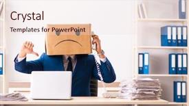  Presentation with employee recognition vedio - Slides enhanced with unhappy man employee with box background and a lemonade colored foreground