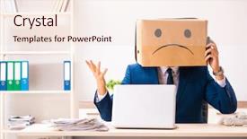  Presentation with unhappy - Slide set consisting of unhappy man employee with box background and a lemonade colored foreground