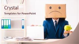  Presentation with unhappy - Audience pleasing slide deck consisting of unhappy man employee with box backdrop and a lemonade colored foreground