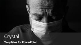  Presentation with unhappy - Theme enhanced with unhappy-man-in-a-medical background and a dark gray colored foreground