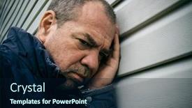  Presentation with unhappy - Beautiful slide set featuring unhappy-man-leaned-his-head backdrop and a navy blue colored foreground