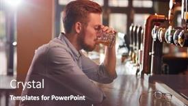  Presentation with drinking glass - Presentation design consisting of unhappy-man-sitting-at-pub background and a dark gray colored foreground
