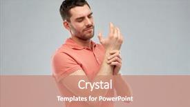  Presentation with wealth people problem - PPT layouts featuring unhappy man suffering from pain background and a coral colored foreground