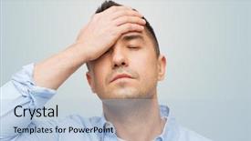  Presentation with health-care - Colorful slide deck enhanced with unhappy man with closed eye backdrop and a light blue colored foreground