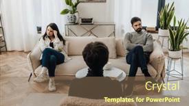  Presentation with family therapy - Presentation design having unhappy-married-couple-in-quarrel background and a violet colored foreground