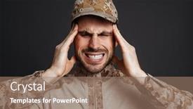  Presentation with masculine - Audience pleasing theme consisting of unhappy-masculine-military-man backdrop and a coral colored foreground