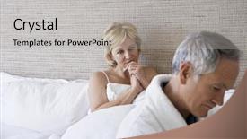  Presentation with middle ages - Cool new slide deck with unhappy middle aged couple backdrop and a light gray colored foreground