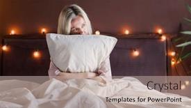  Presentation with sad woman lonely - Slides consisting of unhappy-middle-aged-woman-touching background and a mint green colored foreground