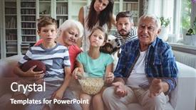  Presentation with multi sports soccer football basketball - Presentation theme having unhappiness - unhappy multi-generation family watching soccer background and a tawny brown colored foreground