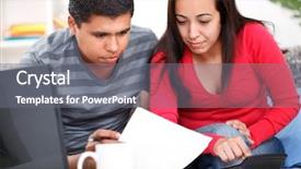  Presentation with accounting financial bank banking account - Amazing PPT theme having unhappy people - desperate couple doing their account backdrop and a gray colored foreground