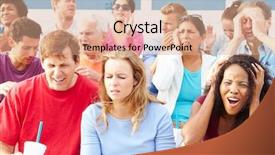  Presentation with sports event - Colorful presentation theme enhanced with unhappy people - disappointed spectators at outdoor sports backdrop and a  colored foreground