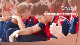  Presentation with sports event - Theme having unhappy people - disappointed spectators in team colors background and a coral colored foreground