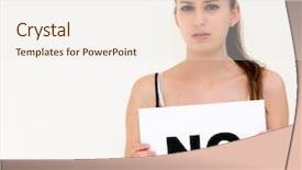  Presentation with unhappy - Slides with unhappy portrait young woman background and a sky blue colored foreground